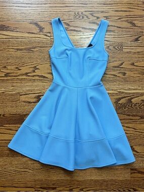 Lulu's Sky Blue Textured Fit-and-Flare Mini Dress